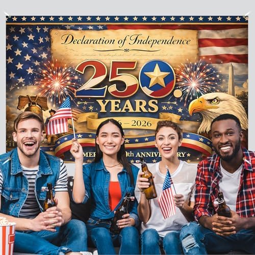 America 250 Anniversary Photo Backdrop Patriotic Banner 4th of July Fourth of July Party Decorations and Supplies for Home (43 X 71 Inch)