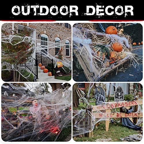 ZPISF 1500 sqft Spider Webs Halloween Decorations with 150 Fake Spiders, Super Stretch Cobwebs for Halloween Indoor and Outdoor Decor