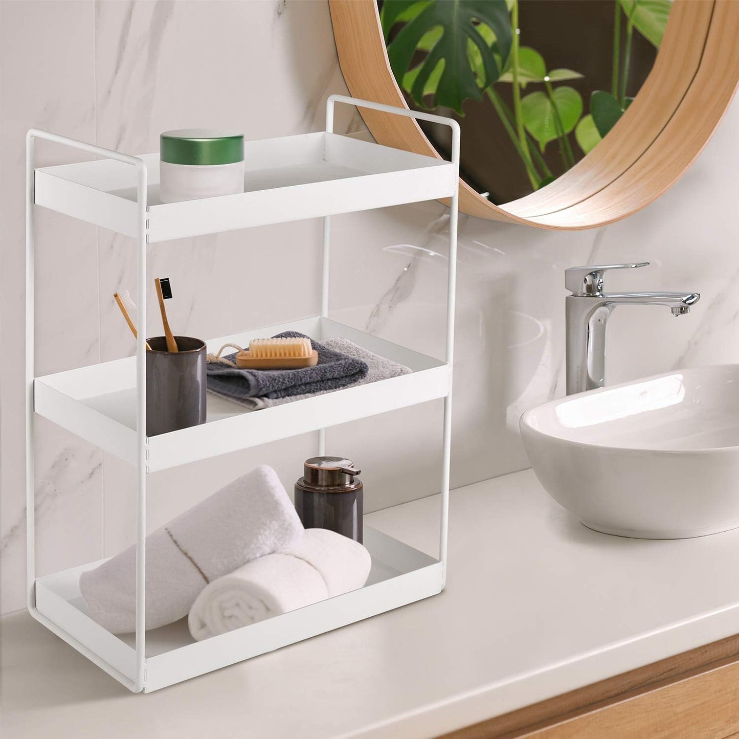 3-Tier Countertop Organizer, Bathroom Vanity Tray Makeup Storage Kitchen Spice Rack Standing Shelf Counter Storage