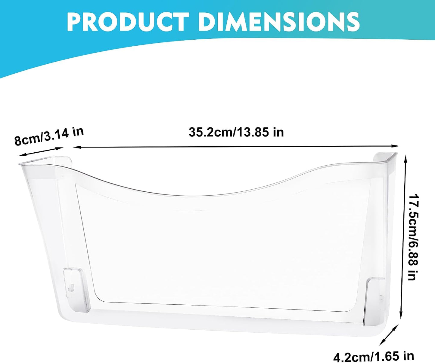 4 Pack Clear Single Pocket Hanging File Organizer, Plastic Wall Mount Paper Mails Magazines Holder, Mounted Folder Bins