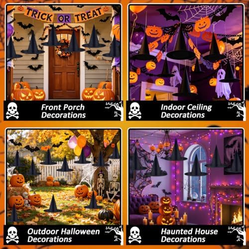 Legigo 24 PCS Halloween Decorations Witch Hat- Hanging Witch Hats with Rope