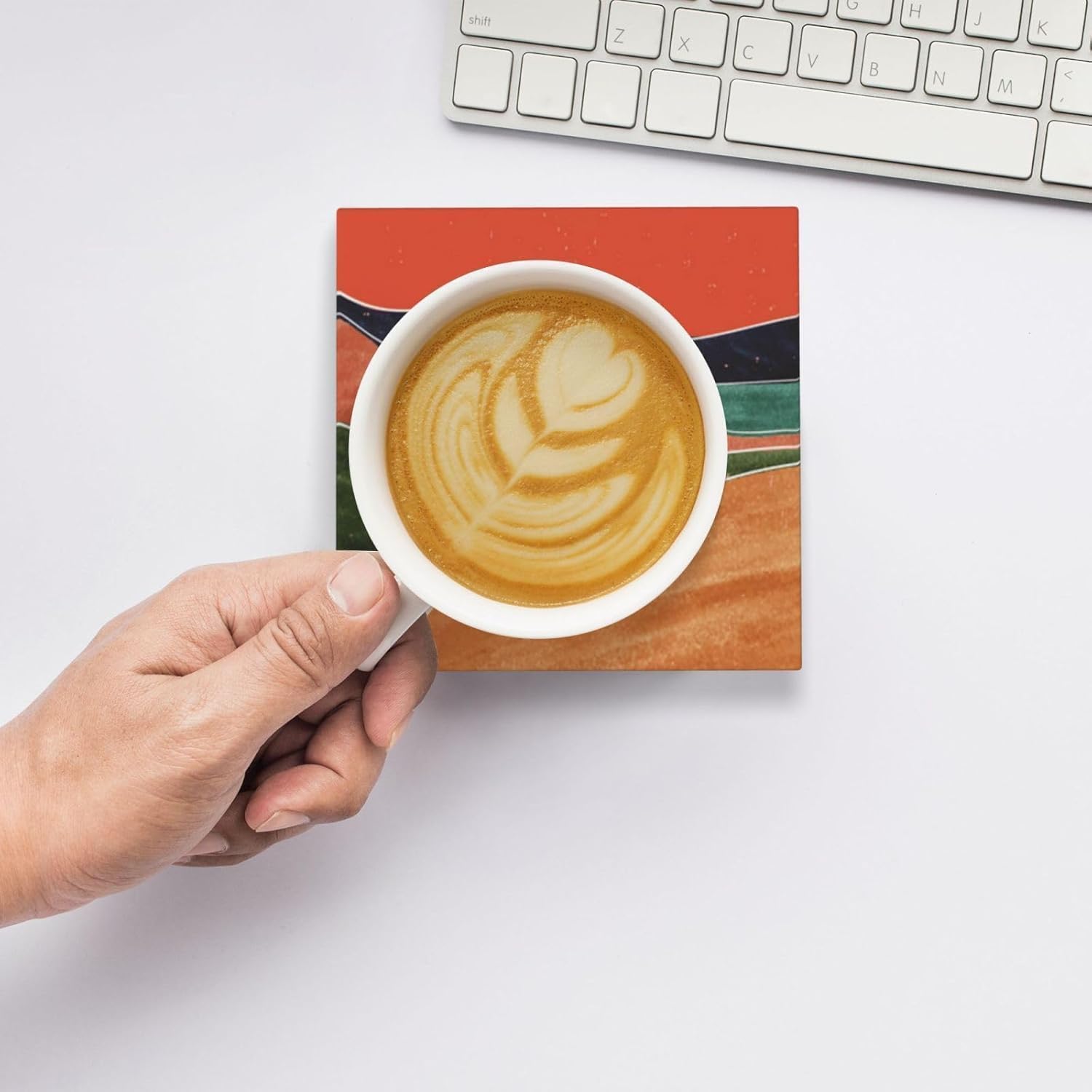 Absorbent Ceramic Coasters for Drinks / Square - Morandi Color Abstract / Set of 6