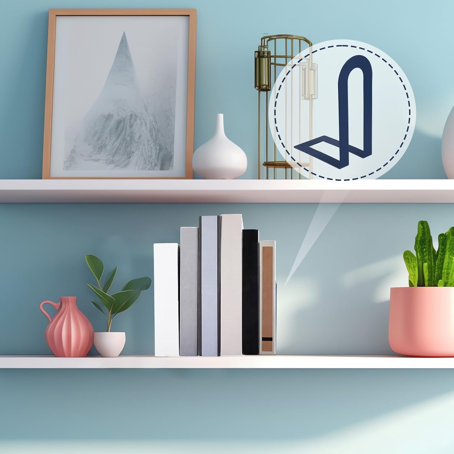 Modern Metal Book Ends / 5.5*3.75*2.25inch / Blue / Set of 6