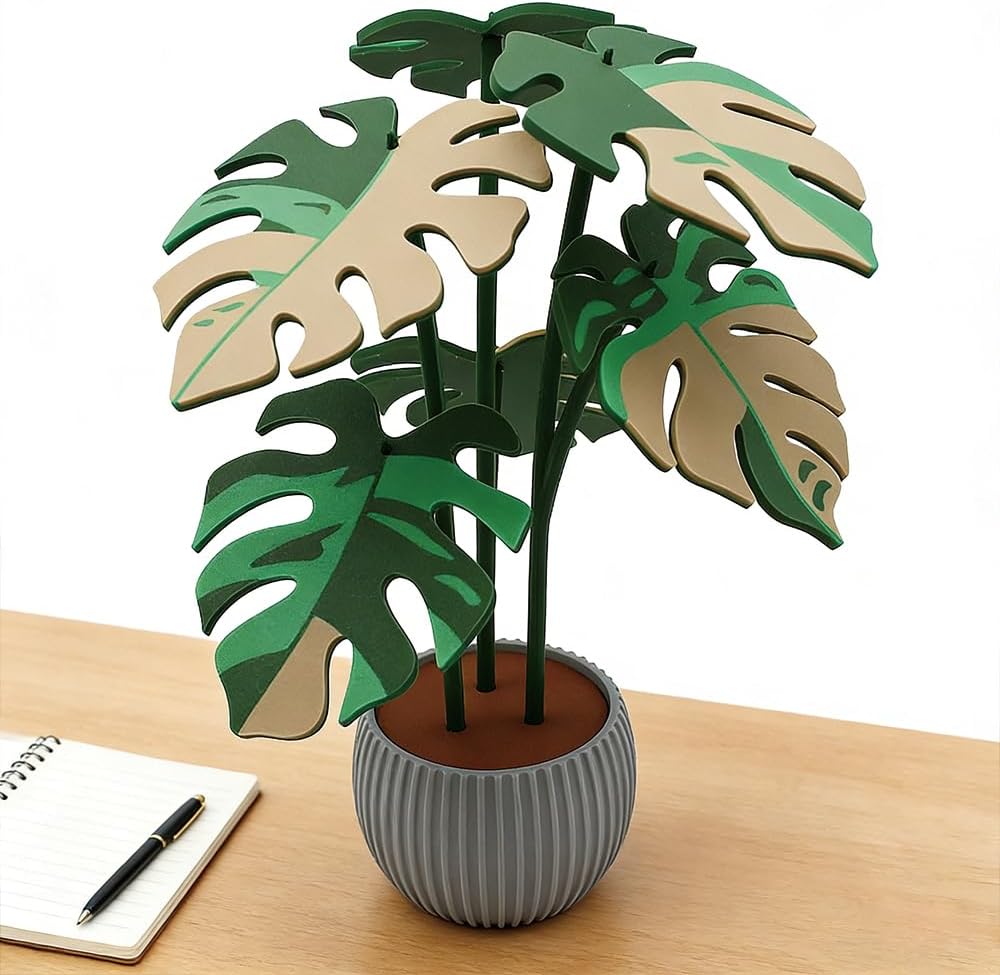 Monstera Plant Coaster Set 6 Leaf Coasters Modern Plant Decor Functional Home / Multicolor Gray
