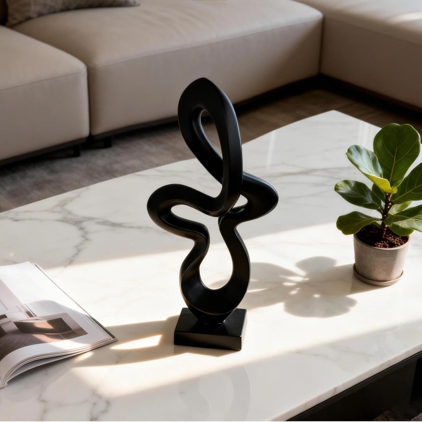 Modern Abstract Ribbon Statue Decor / Black