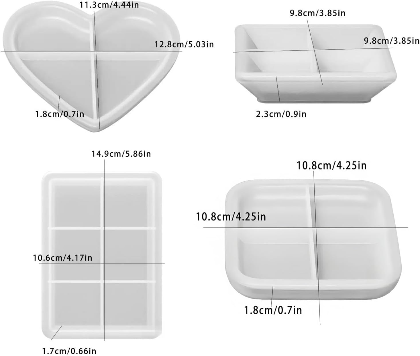Storage Box Resin Silicone Tray Molds / Set of 4