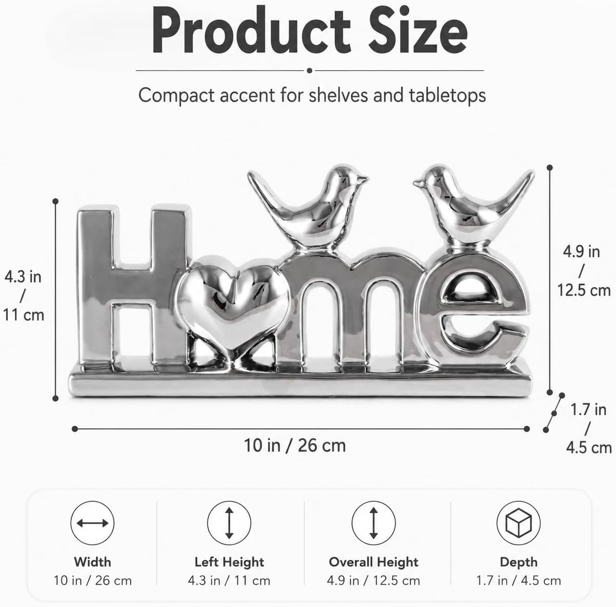 Modern Sculpture Optimized for TV Stand & Floating / Silver