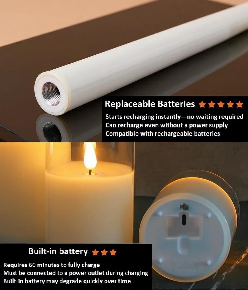 VENTA Set of 6 Flameless Taper Candles with Remote | 14-Inch Ivory LED Candlesticks with Timer | Realistic Flickering