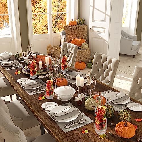 Frienda 400 Pieces Acrylic Fall Vase Filler Mini Pumpkins Leaves Maple Acorns Sensory Bin Filler for DIY Crafts Home Decoration Thanksgiving and Autumn Table Centerpieces