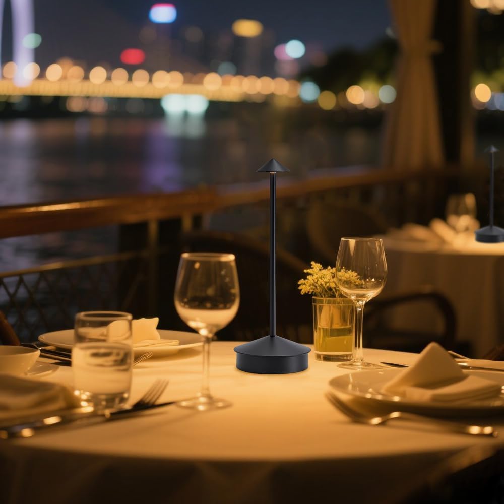 2 Pack Aluminum Cordless Table Lamp, 6000mAh Rechargeable Table Lamps, Portable Touch LED Lamp, Outdoor Waterproof