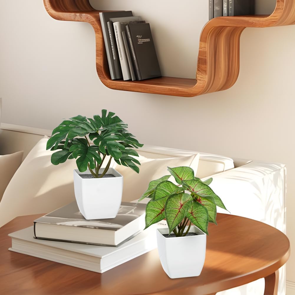 Fake Plants Potted Artificial Plants / Type#3 / White / Set of 6