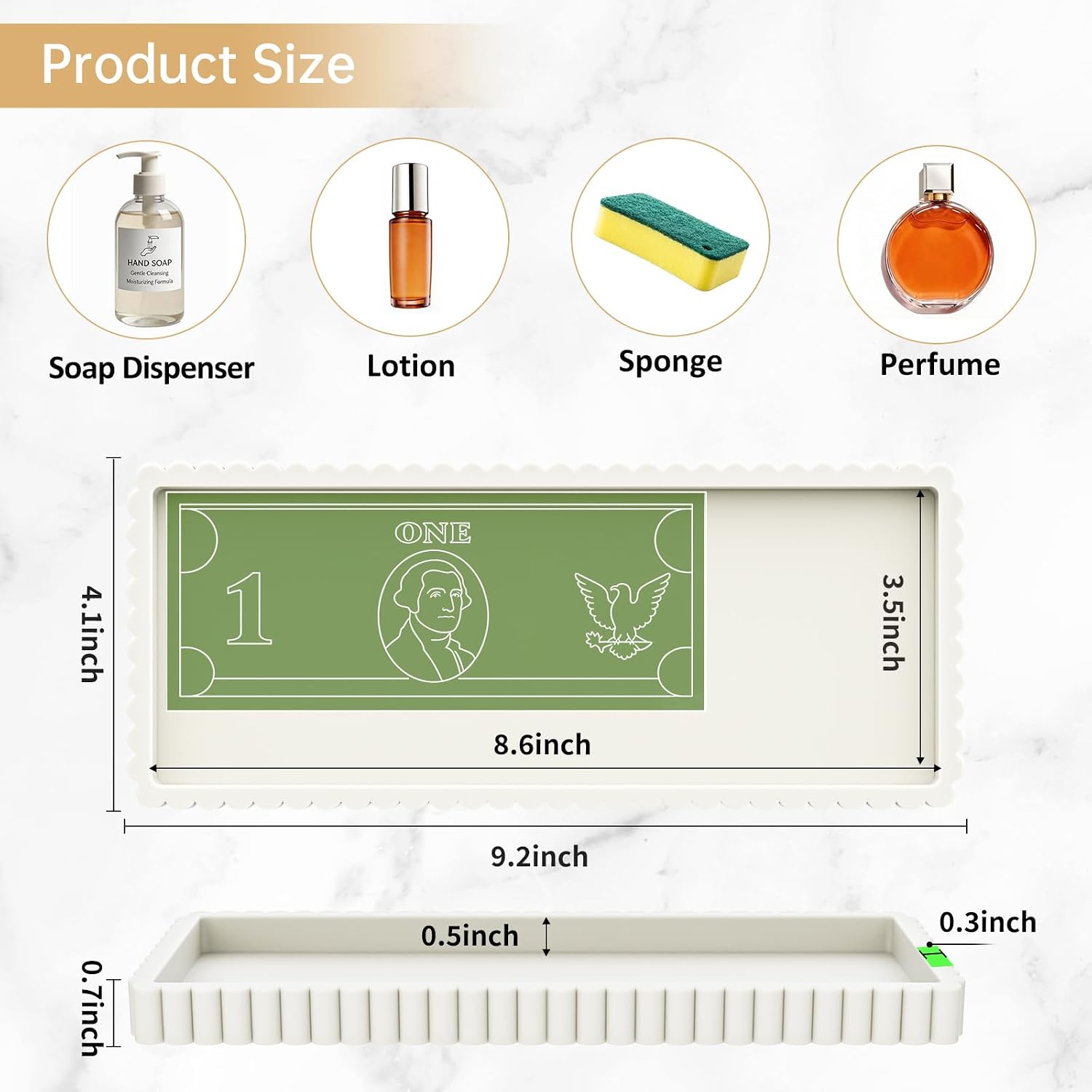 Small Silicone Bathroom Counter Tray / Beige