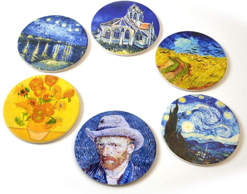 Coasters for Drinks Ceramic Art Coasters Set / Van Gogh / Set of 6