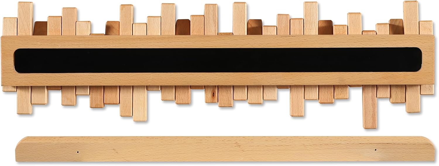 DESAINOPH® Wooden Coat Rack Wall Mounted Sticks Multi Rack Solid Handmade Natural Wood Artwork with 5 Flip-Down Unique