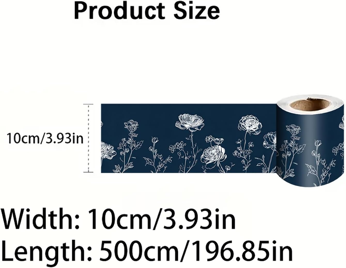 Wall Border Peel and Stick White Floral Wallpaper Border Minimalist / Dandelion / Blue / 196 x 4