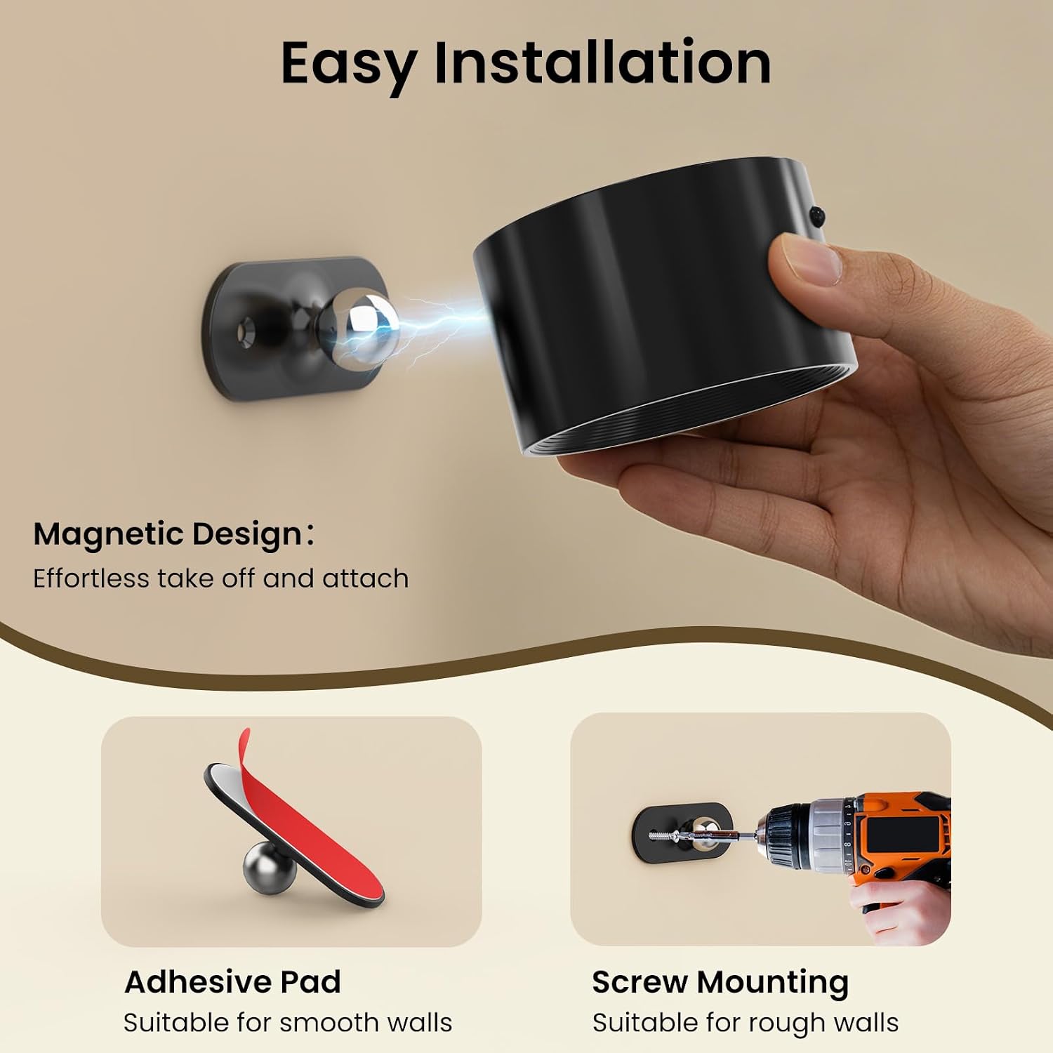 Koopala 2PCS Rechargeable Battery Operated LED Wall Lamps, Wall Mounted Lights with 3 Brightness 3 Color Temp Removable