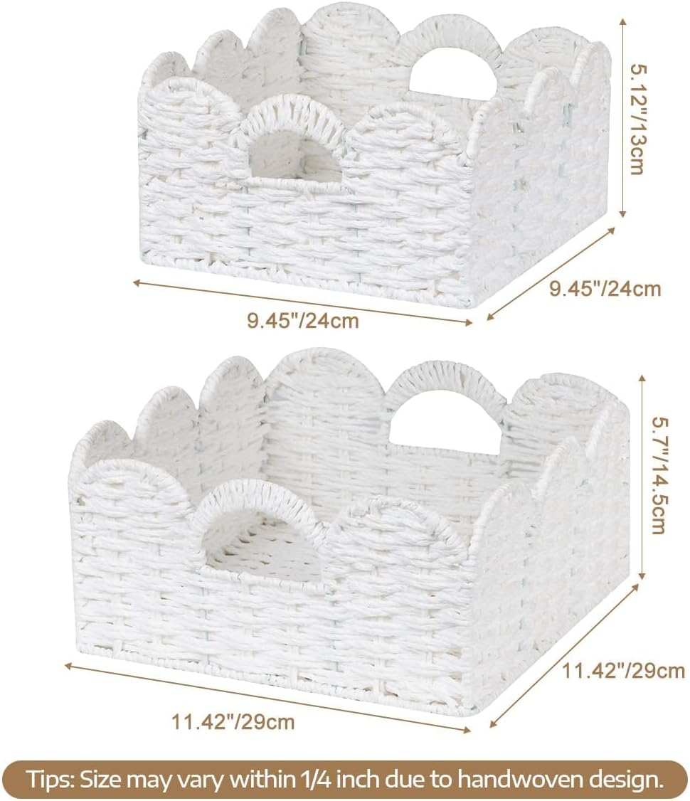 Handles Handwoven Organizer Bin Wicker / White
