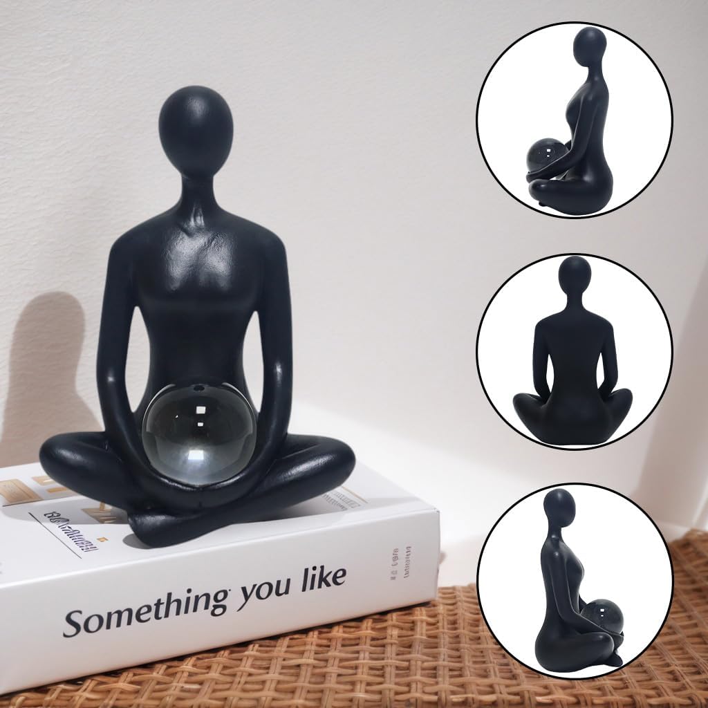 Zen Meditation Figurine / Black -yoga / 7.9 Inch