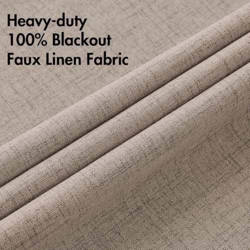 MIULEE 100% Blackout Linen Curtains for Bedroom 52x108 Inches Linen