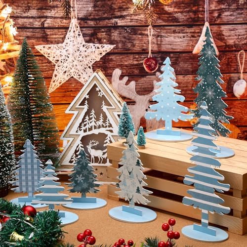 Namalu 16 Pcs Merry Christmas Tree Centerpiece Buffalo Plaid Snowflake
