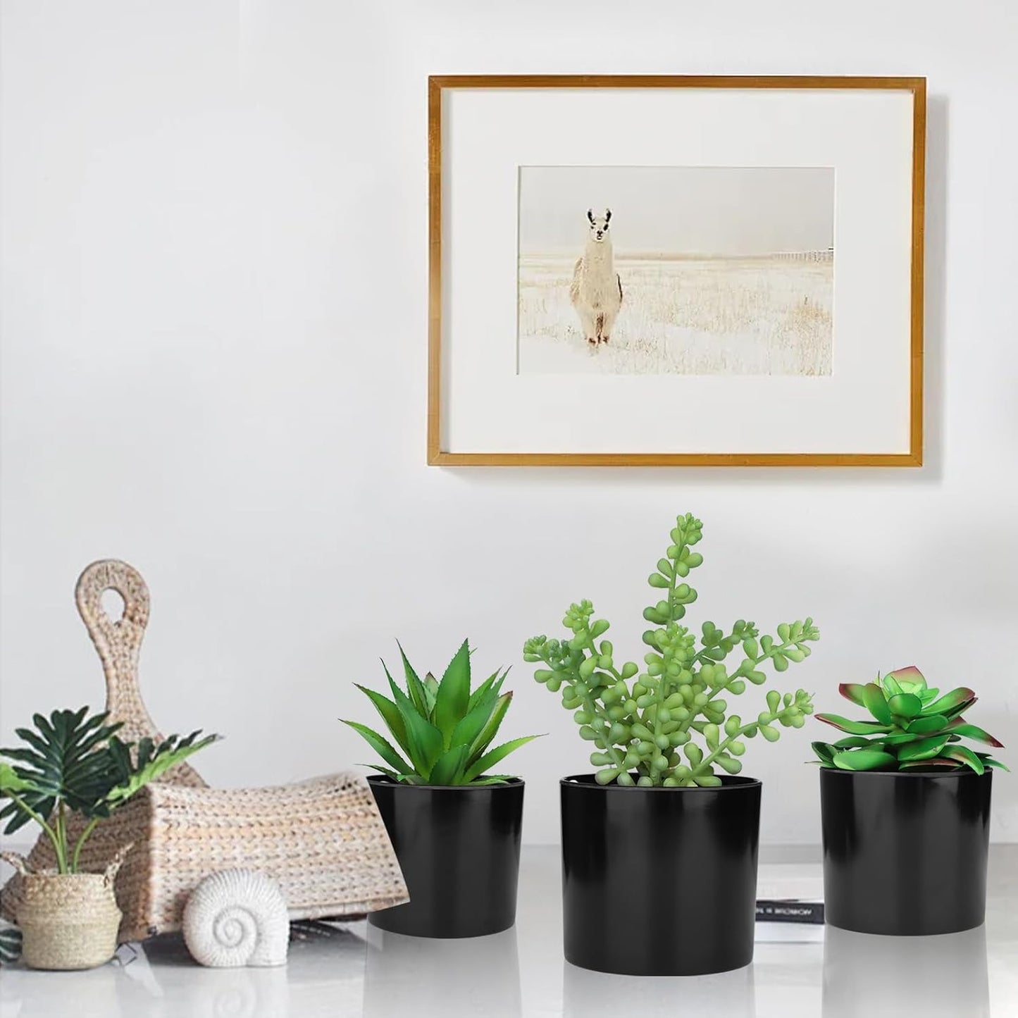 Artificial Succulents Faux Potted Plant Decor / Faux Plants-black