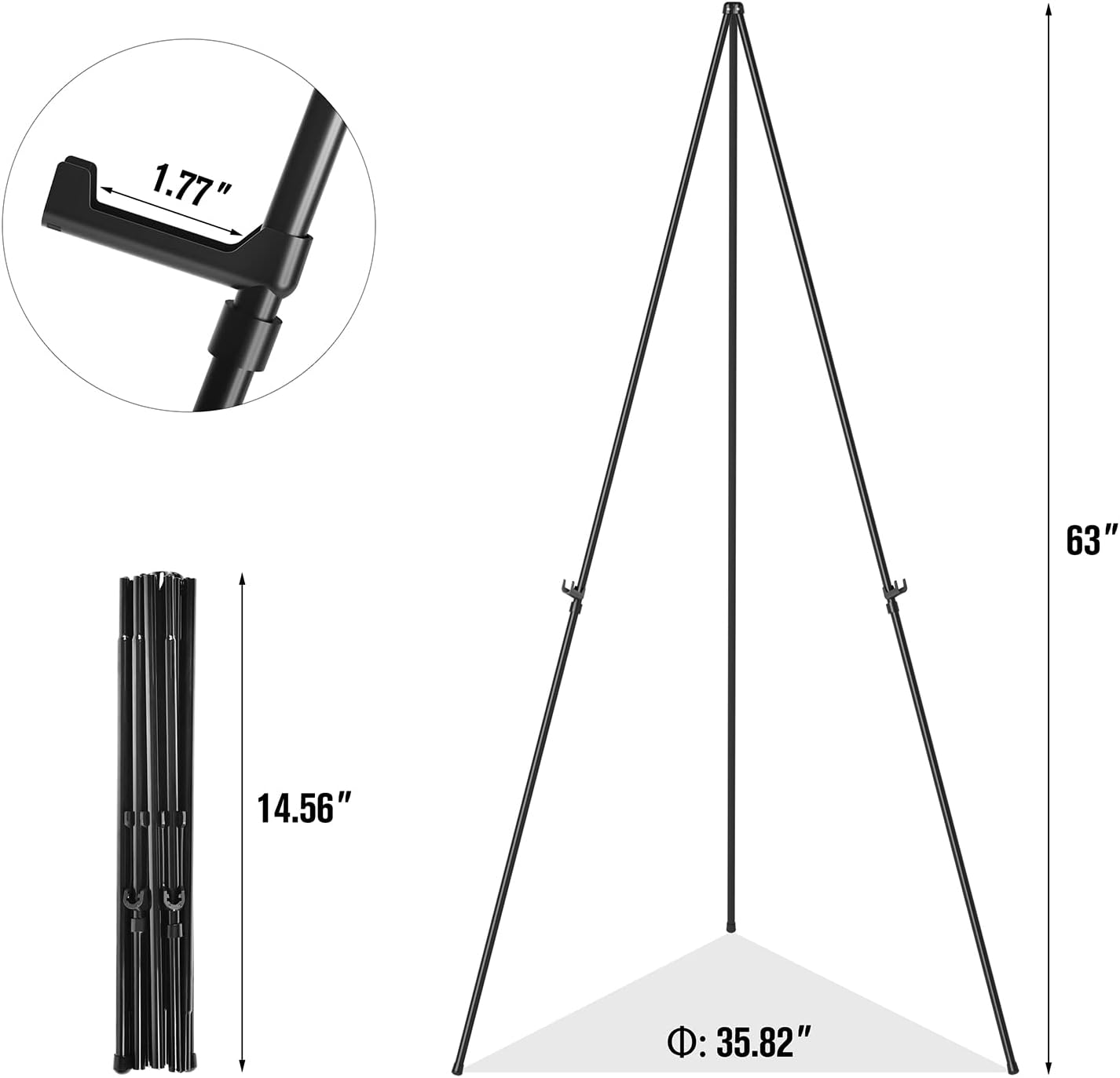Easel Stand for Sign, Aredy 63" Portable Painting Easel, Lightweight Metal Easels for Painting Canvas, Wedding Sign (2
