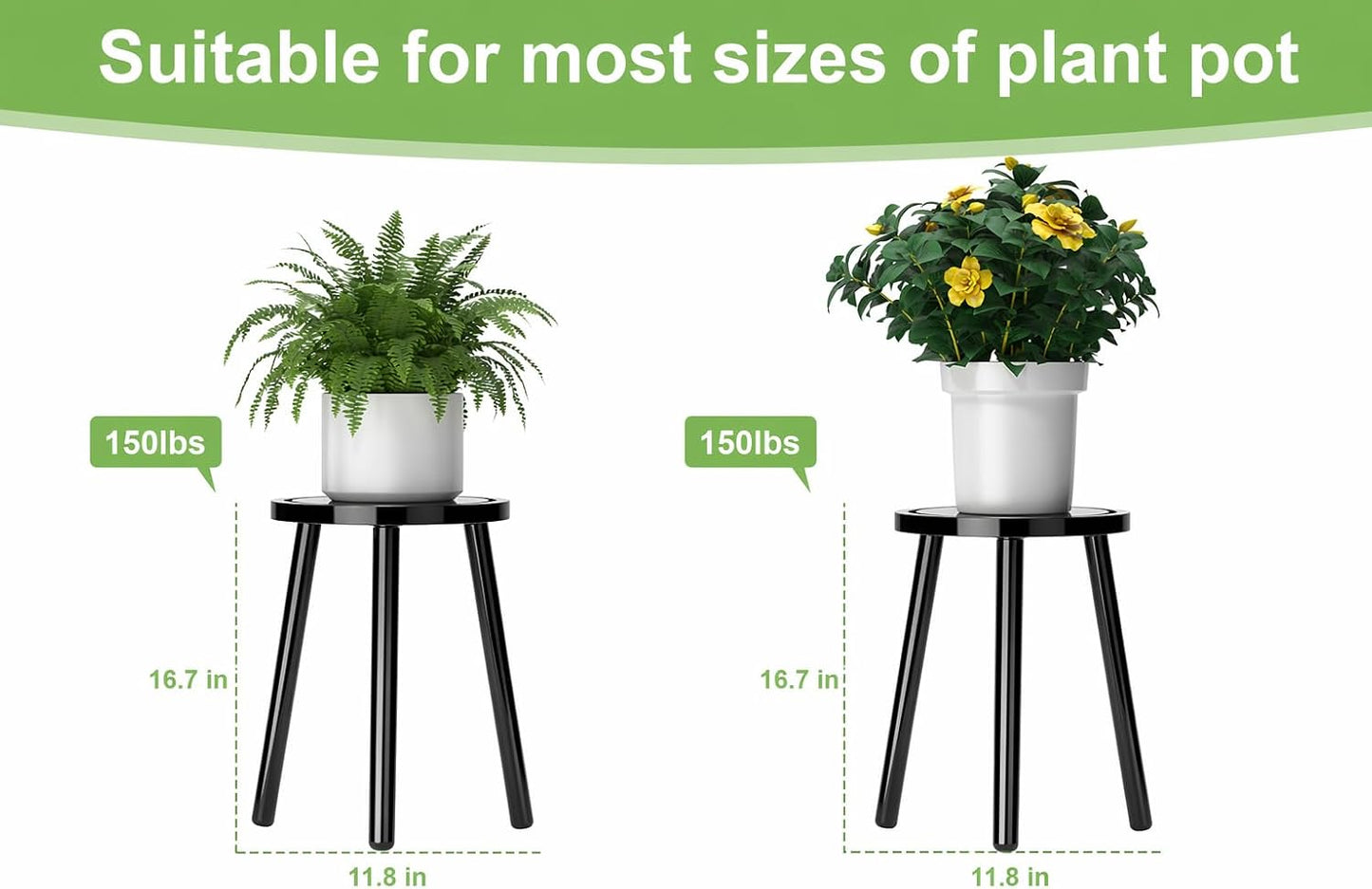 Wood Plant Stands Indoor, 16.7" Tall Plant Stand Outdoor Mid-Century Plant Stool, Single Plant Table Modern Small Round