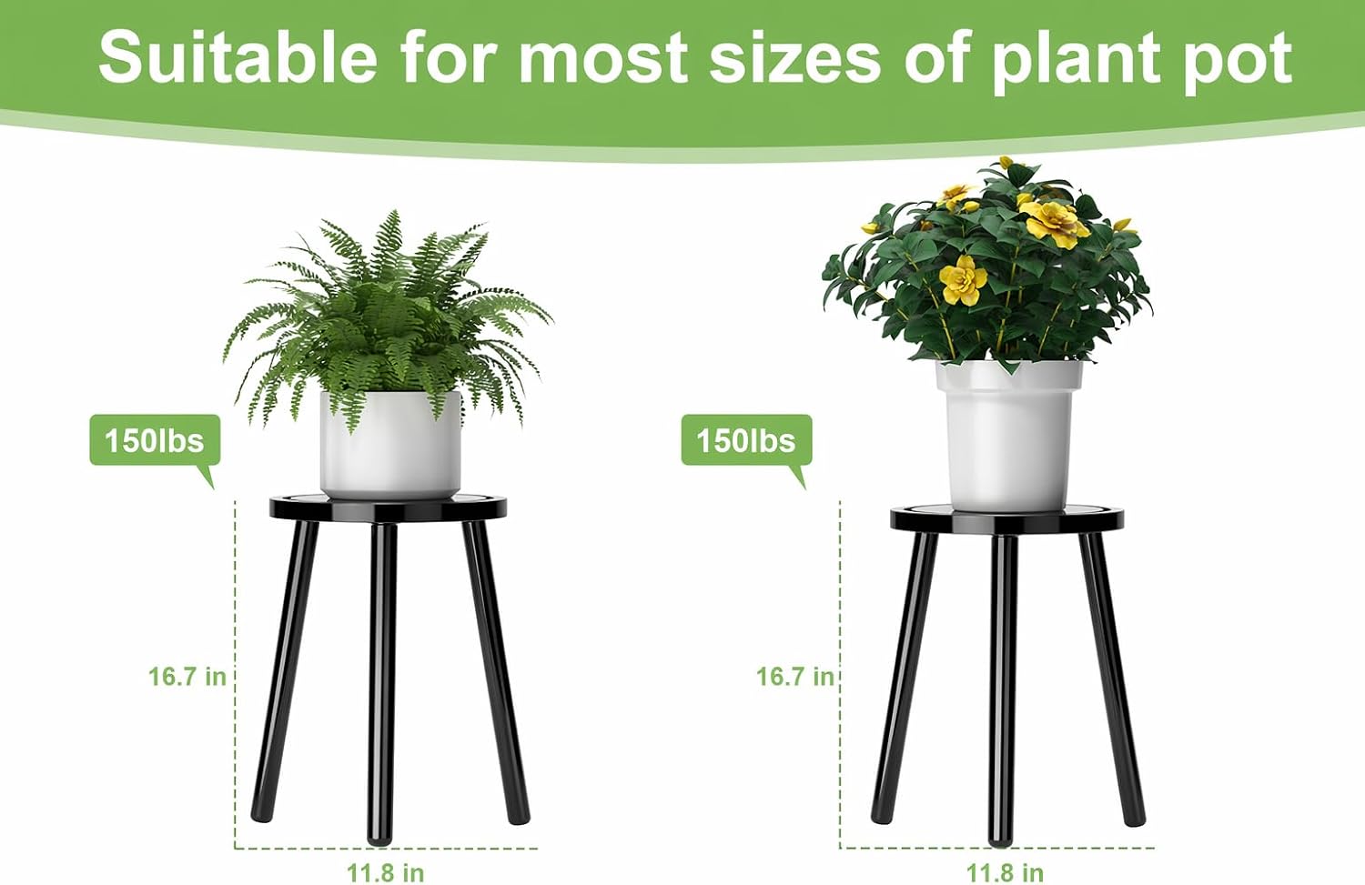 Wood Plant Stands Indoor, 16.7" Tall Plant Stand Outdoor Mid-Century Plant Stool, Single Plant Table Modern Small Round