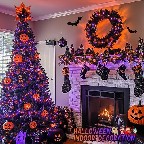 JMEXSUSS 200 LED Halloween Lights Outdoor Orange & Purple Halloween Lights