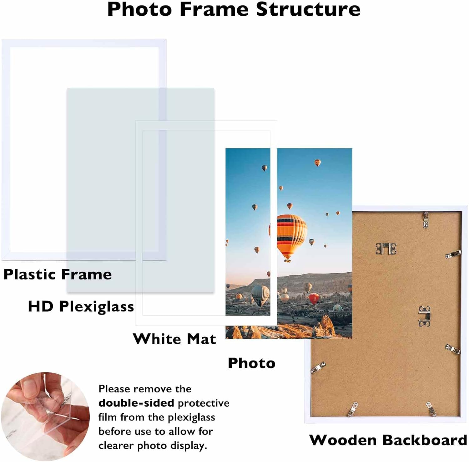 JCJMY 12x16 Picture Frame Set of 4 White with 11x14 Mat, Display Photo 11x14 with Mat or 12 x 16 Without Mat, Wall