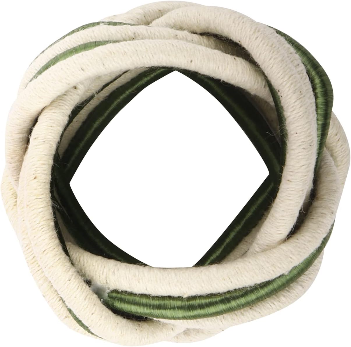 ALPHA Living HOME Modern Woven Napkin Rings Set of 12 - Green/White Polyester & Jute Table Decor for Weddings, Parties