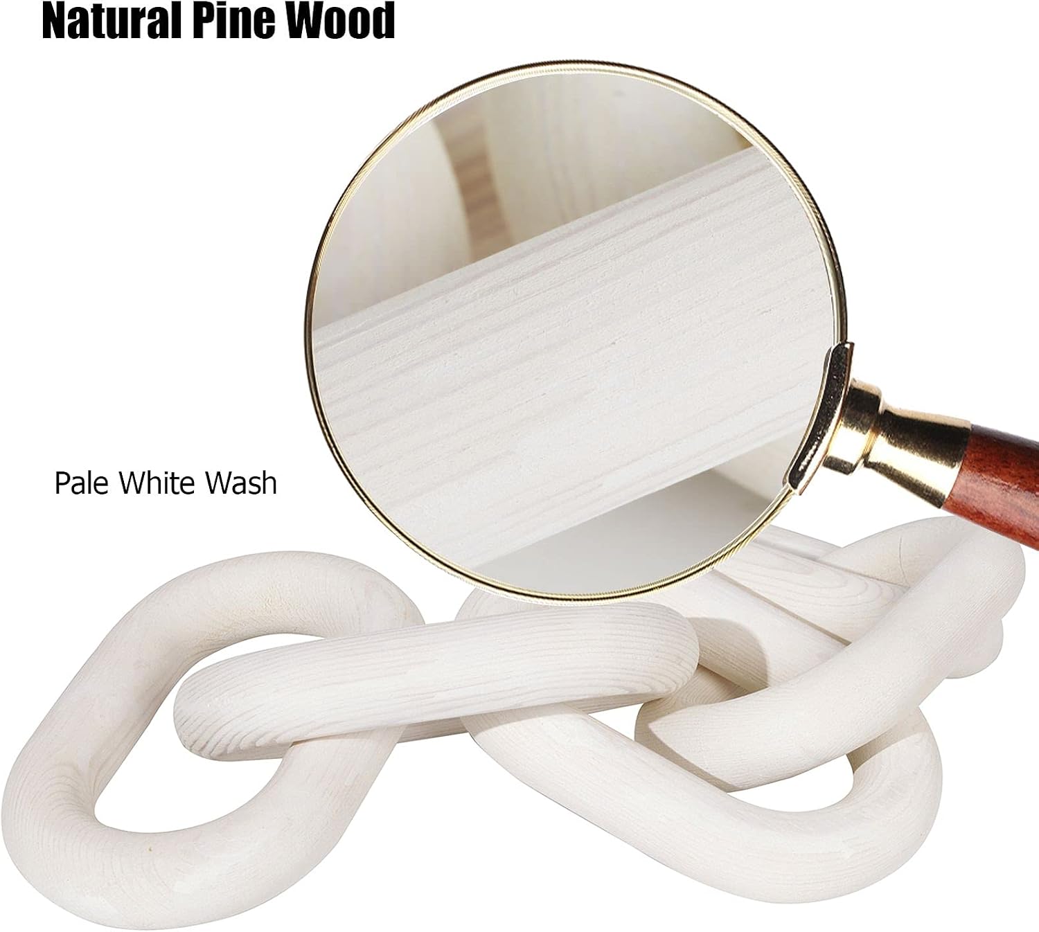 White Wood Chain Link Decor / White-5 / 22"D x 3.9"W