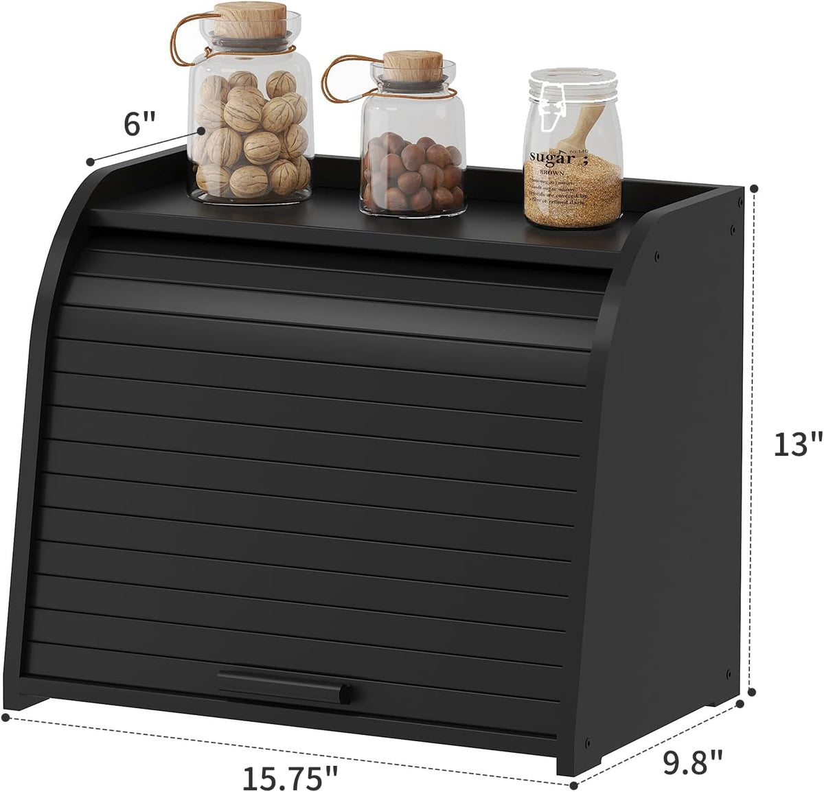 Kitsanery Bread Box for Kitchen Countertop, Bamboo Bread Storage, Double-Layer Roll-Top Bread Container, Farmhouse