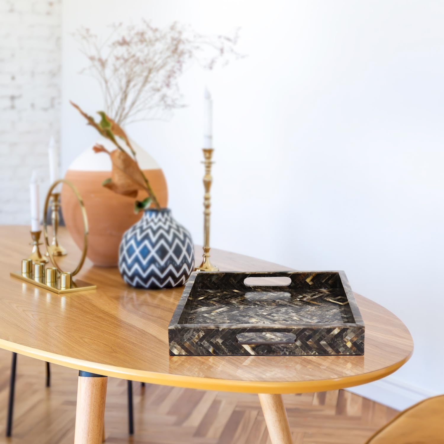 Decorative Tray / Square Serving Tray / 12 x 12 x 2 / Discovery Fantazia