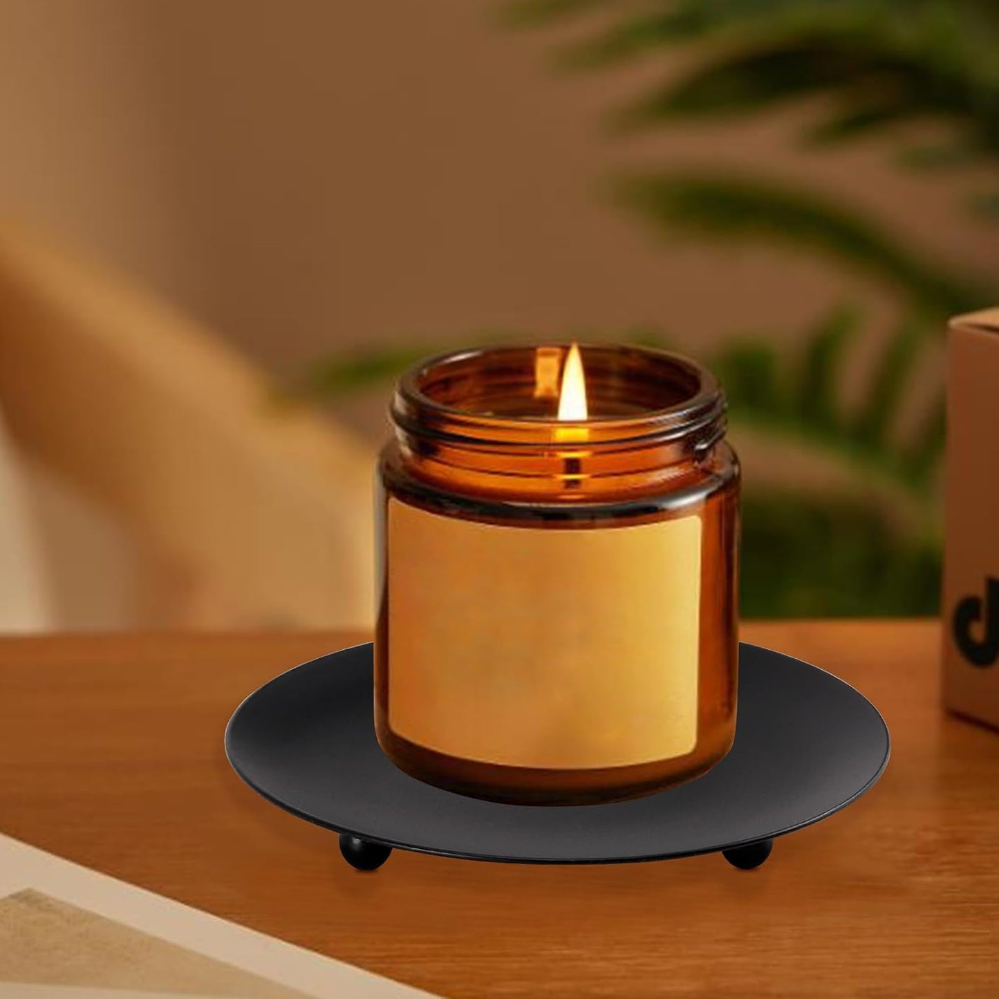 Candle Stand Plate / Black / 4 Inch / Set of 8