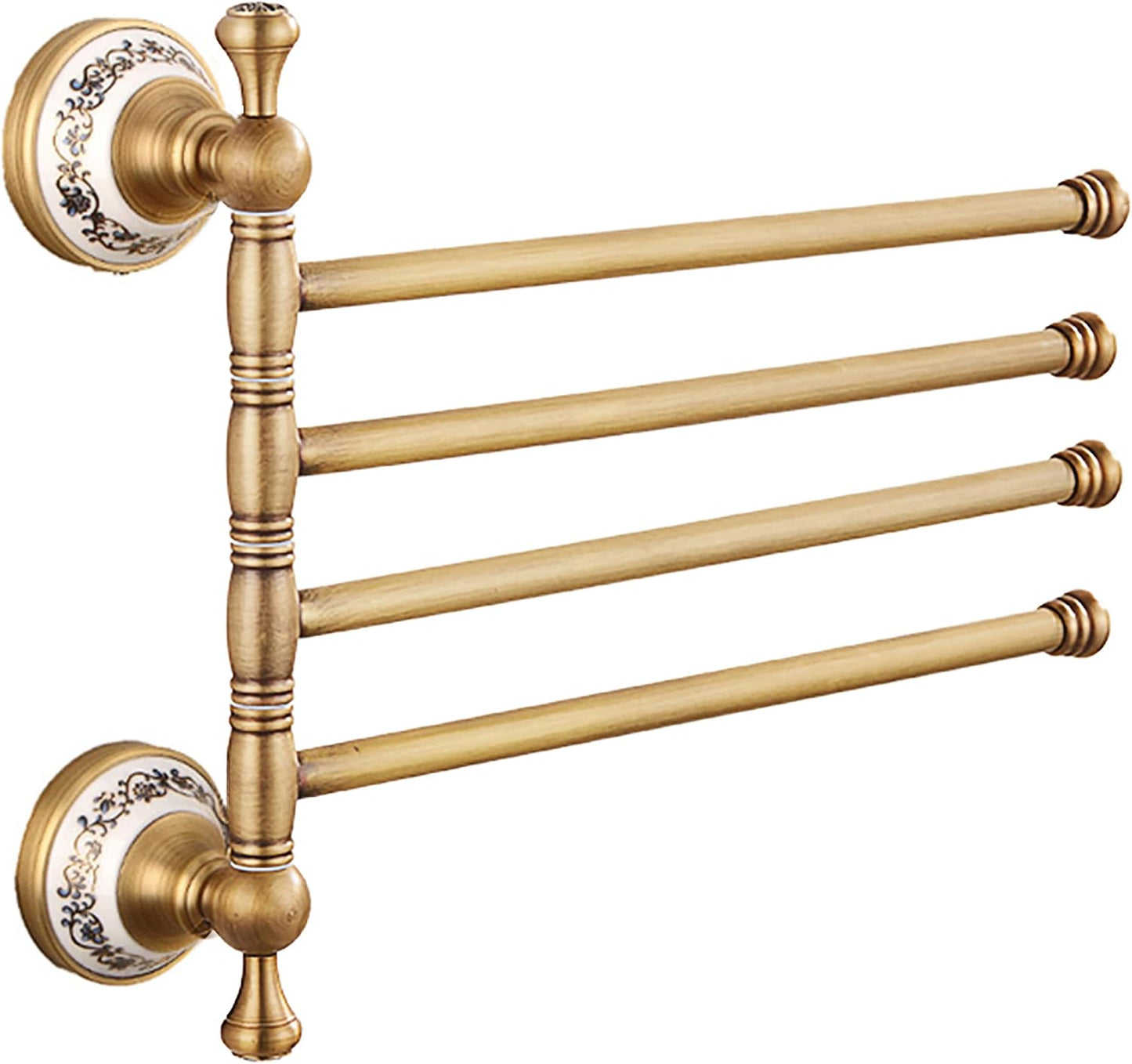 Swivel Towel Rack for Bathroom, Antique Bronze Folding 4 Arms Hand Towel Bars Towel Hanger for Laundry, Wall Mount