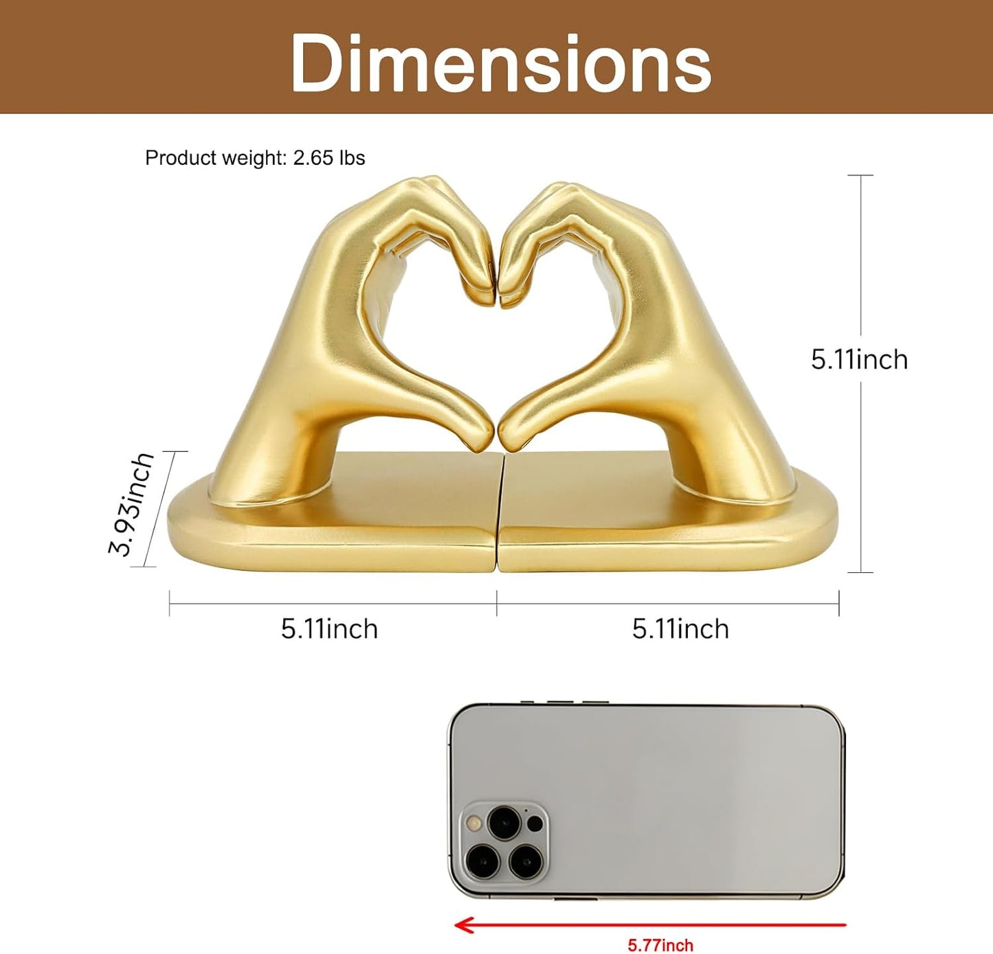 Bookends / Non-Skid Bookend / Medium / Golden / Gold