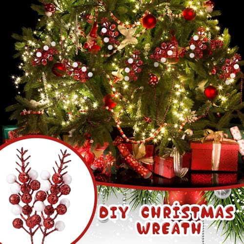 Thiccywoov 48 Pcs Christmas Picks and Sprays Tree Picks, 8 Inch