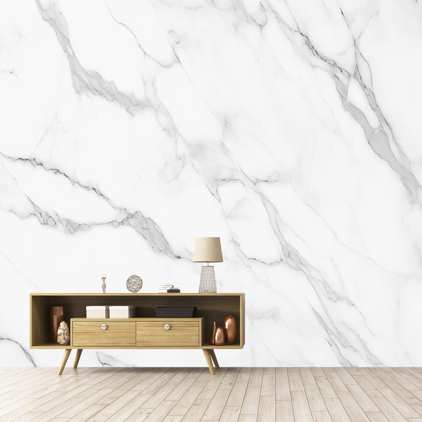 Elegant Marble Pattern self-Adhesive Mural and Light-Colored Striped / Zzsl-08 / 85 x 118 / White