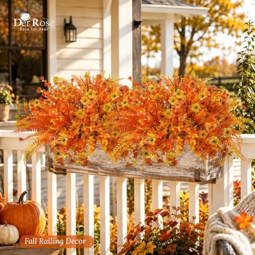 Der Rose Fall Flowers Artificial for Decoration Orange Stems Outdoor Decor