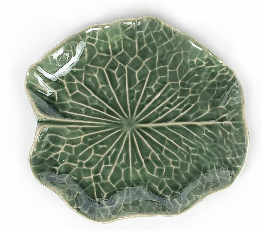 Handmade Ceramic Porcelain Decorative Plate Dish Catchall Miniature / Lotus Leaf Gn 4 / Green