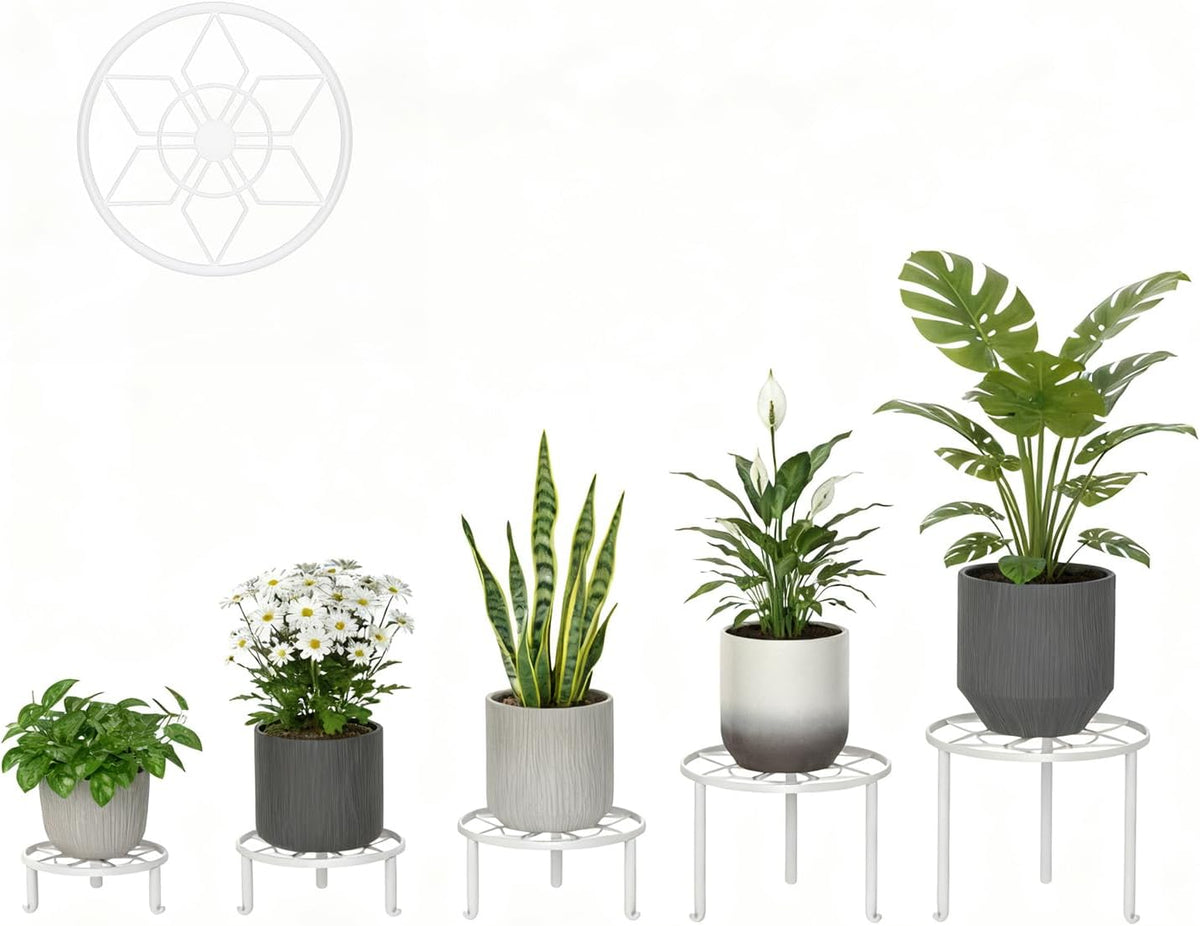 5-Pack Heavy Duty Plant Stand, Metal Flower Pot Holder for Indoor Outdoor Use