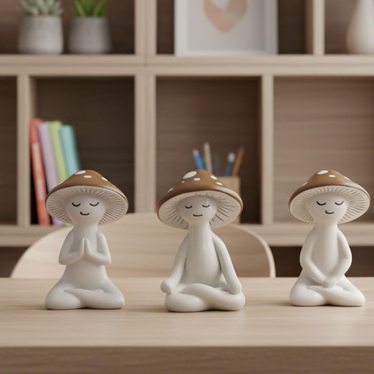 3-Piece Meditation Mushroom Figurine