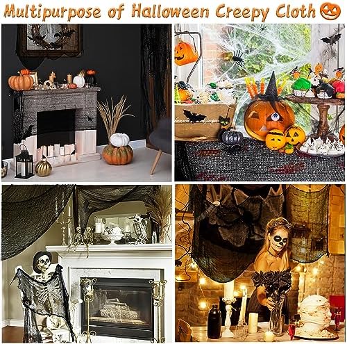 Xgunion Creepy Cloth 6Pcs 30x72 Inch Black Spooky Gauze