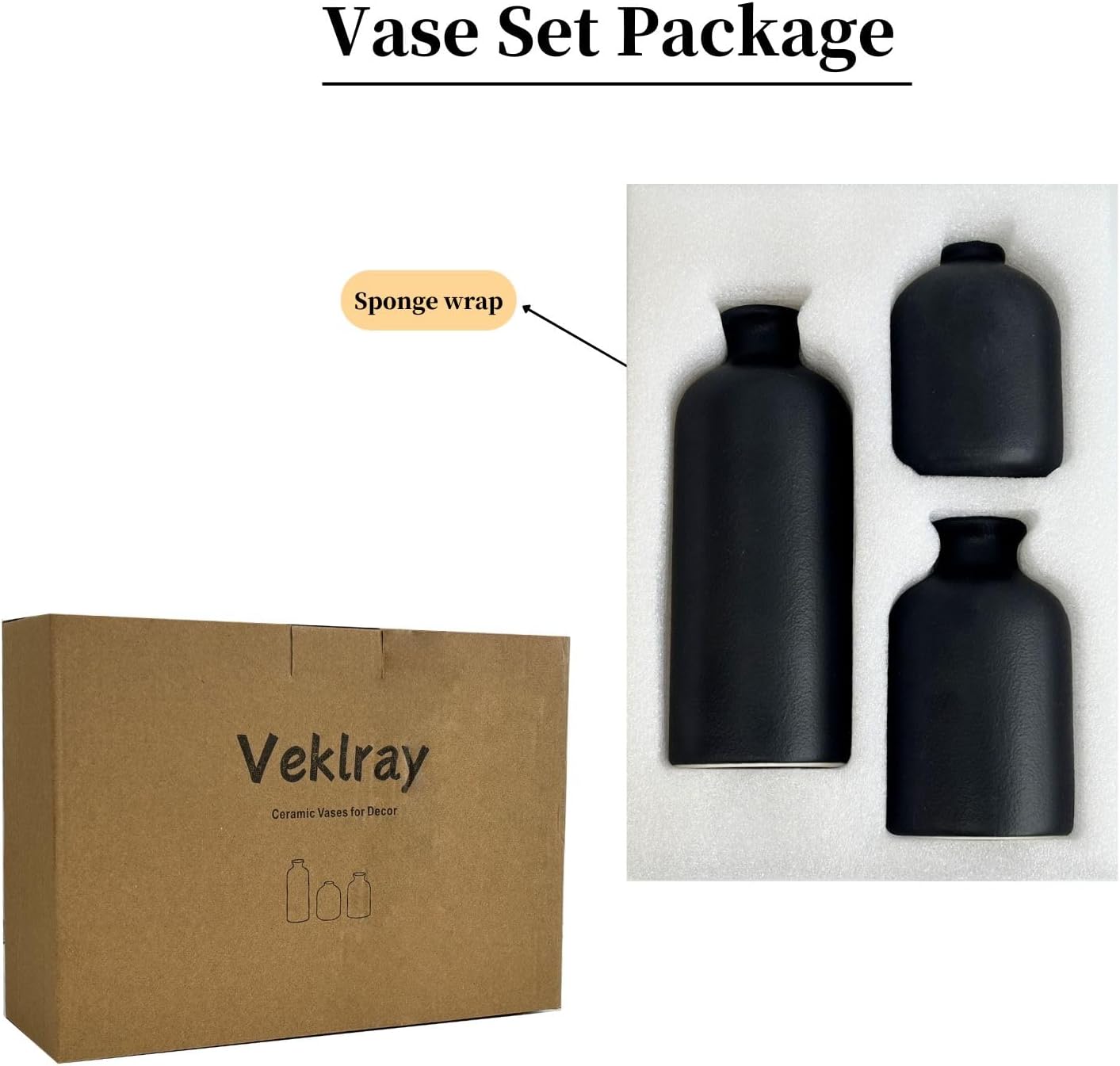 Small Ceramic Vase / Black / Set of 3