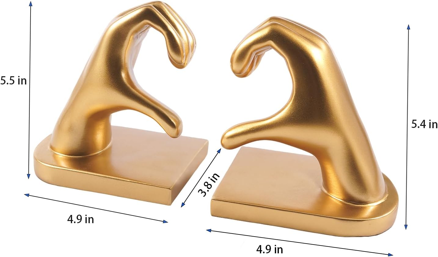 Book / Heart Design Book Ends / Gold
