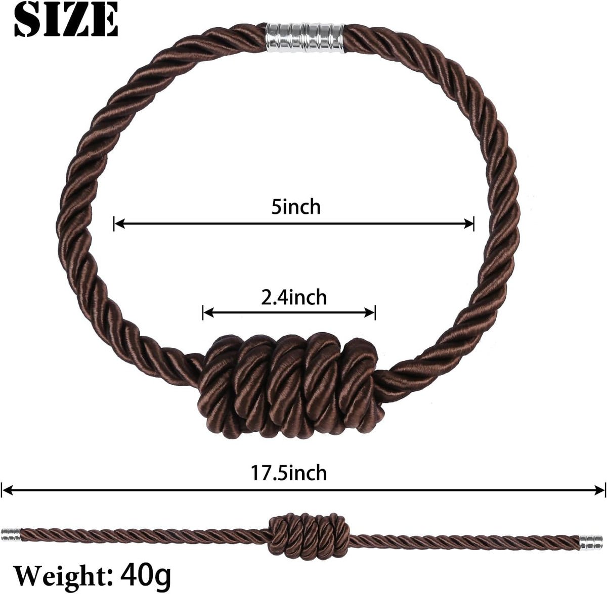 BEL AVENIR Magnetic Curtain Tiebacks 6 Pack Hand-Woven Curtain Ties | Coffee Decorative Curtain Holdbacks Bohemian
