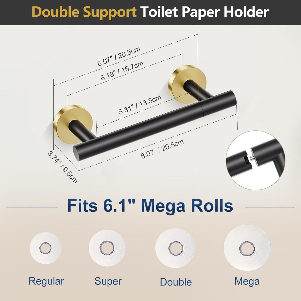 TQKAG 5 Piece Black and Gold Bathroom Accessories, Towel Racks for Bathroom | 23.6" Bathroom Hardware Set, SUS304