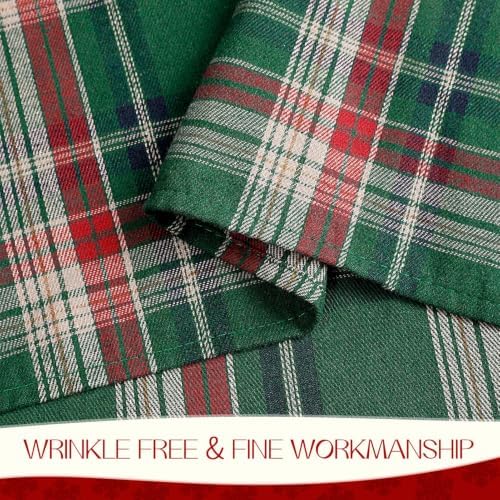 Romanstile Christmas Checkered Tablecloth Rectangle, 60 x 102 Inch, Green