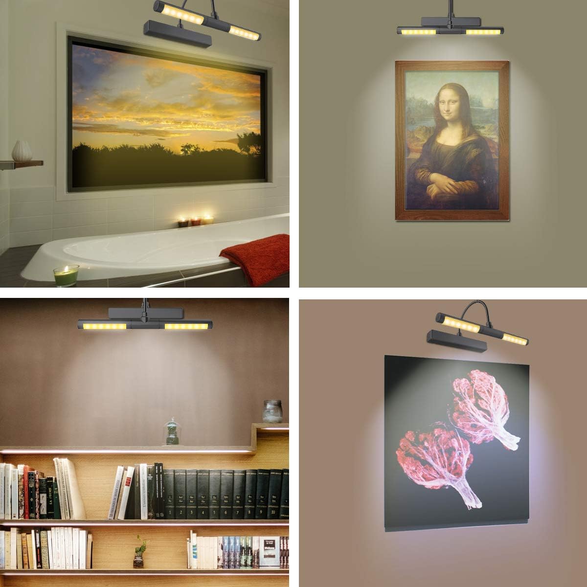 LUXSWAY Wireless Picture Light Battery Operated, Remote Control Painting Light with Rotatable Head, Dimmable and Timer
